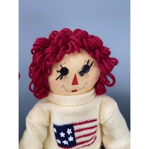 Raggedy Ann & Andy Shelf Sitting Raggedy Dolls - Patriotic Clothes 19" tall - Picture 5 of 12